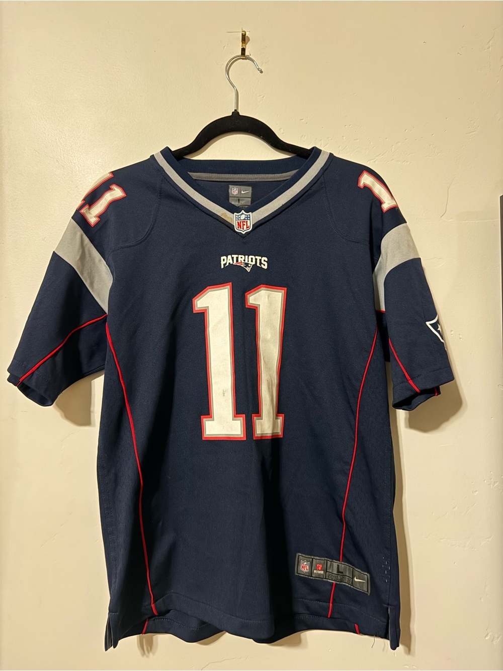 Nike Patriots Women's Football Jersey Navy with White and Red Accents #11